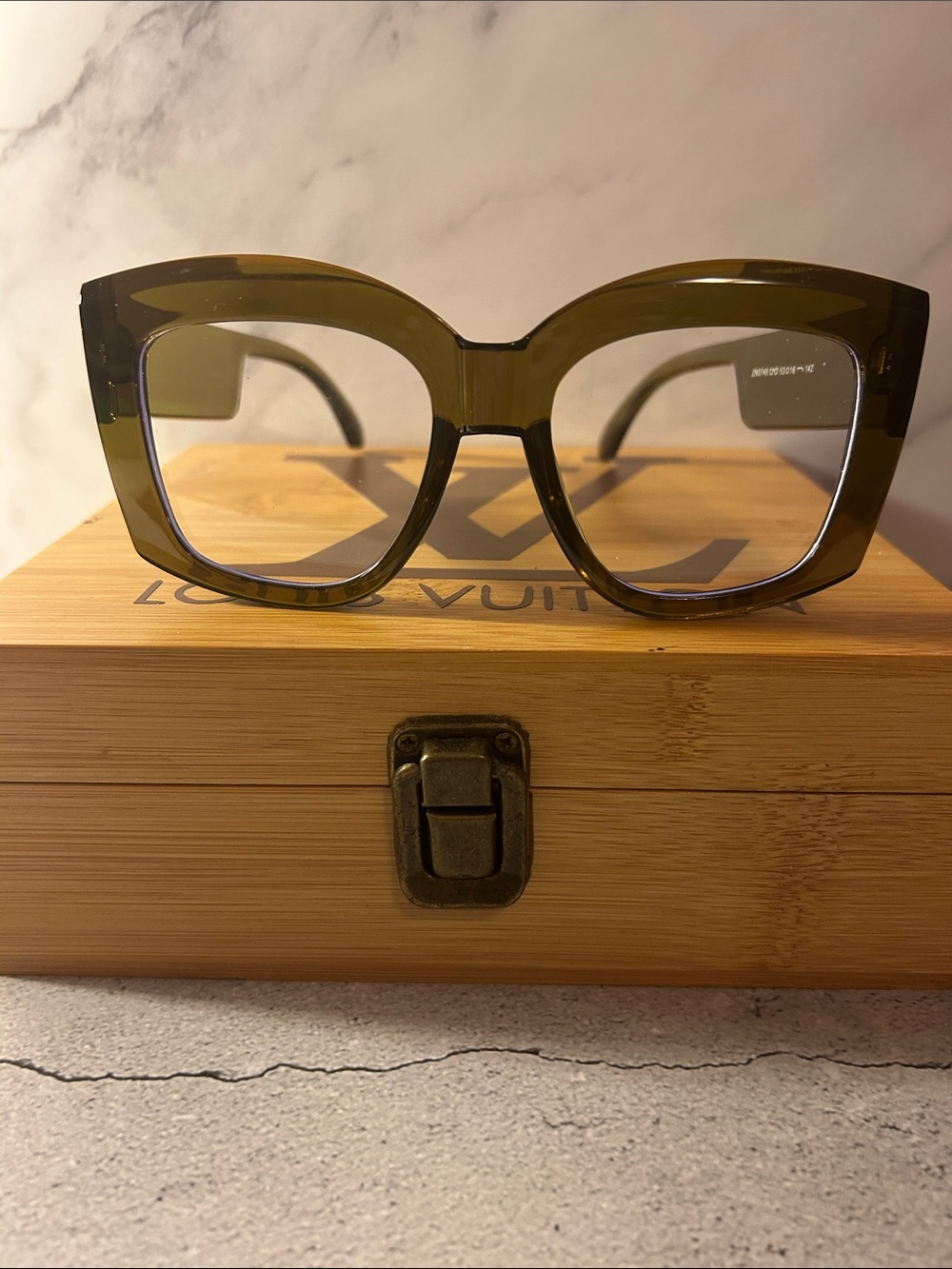 Olive Green Oversized Cat-Eye Glasses